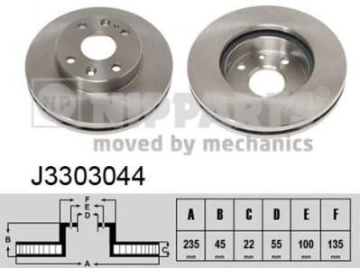 NIPPARTS Диск тормозной MAZDA 323 1.5-1.8 89-98/DEMIO 98- передний (B26Y3325XA, J3303044)