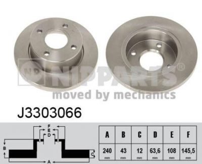 NIPParts J3303066 тормозной диск на FORD FIESTA фургон (FVD)