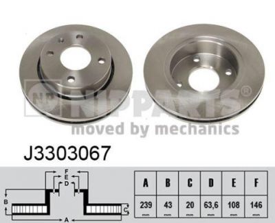 NIPParts J3303067 тормозной диск на FORD FIESTA фургон (FVD)