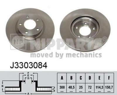 NIPPARTS Диск тормозной передний MAZDA 3 2.0 03- MAZDA 5 R16 17 18 05- (BP6Y-33-25XF, J3303084)