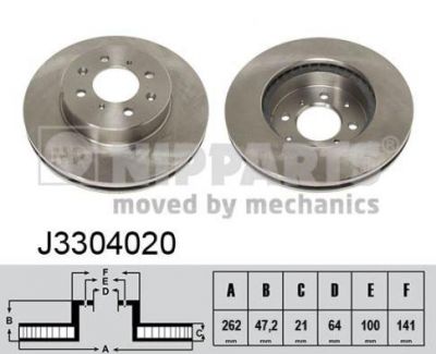 NIPParts J3304020 тормозной диск на LANCIA DELTA III (844)