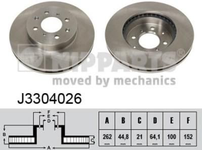 NIPPARTS Диск торм.пер.вент. HONDA CIVIC V/VI 1.6i16 VTEC 11/98- (561630, J3304026)