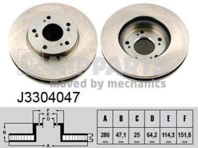 Nipparts Диск тормозной HONDA ACCORD 2.0-2.4 R15 03-08 передний (J3304047)