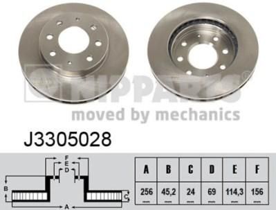 NIPPARTS Диск тормозной перед. MITSUBISHI SPACE RUNNER/SPACE WAGON//KIA JOICE 91-> (256x24mm)(J3300311->J3305028) (MB950570, J3305028)