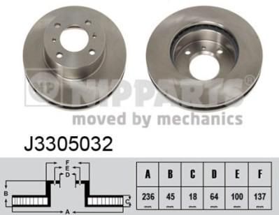 NIPPARTS Диск тормозной MITSUBISHI CARISMA 1.6/1.9 95-06/COLT 92-05/LANCER 92-03 передний (562011, J3305032)