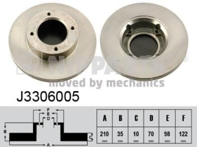 NIPParts J3306005 тормозной диск на DAIHATSU HIJET автобус (S85)