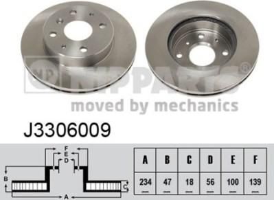 NIPParts J3306009 тормозной диск на DAIHATSU CHARADE III (G100, G101, G102)