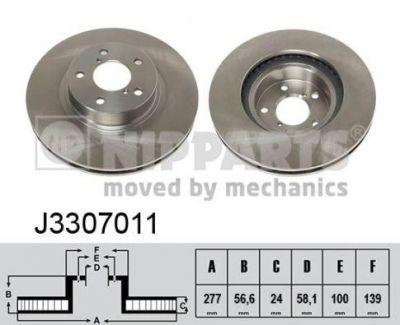 NIPPARTS Диск тормозной SUBARU FORESTER 97-/IMPREZA 94-/LEGACY 03- передний вент. (<=J3307017 ) (26310AA081, J3307011)