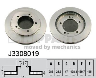 NIPPARTS Диск тормозной SUZUKI GRAND VITARA 1.6/2.0 98-05 передний вент.D=287мм. (55211-65D01, J3308019)