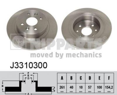 NIPPARTS Диск торм. KIA SHUMA 1.5-1.8 96- зад. (0K2AA-26-251B, J3310300)