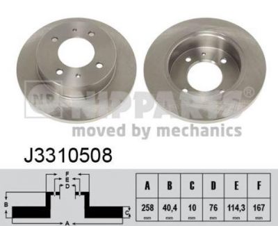 NIPPARTS Диск тормозной задний HYUNDAI ELANTRA XD 00> LANTRA 258x10mm (58411-29310, J3310508)