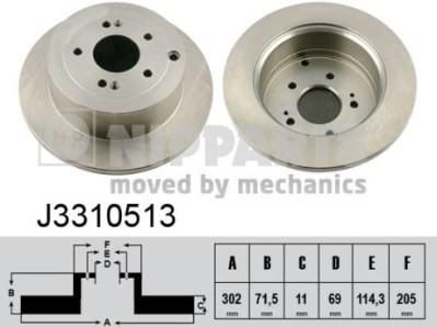 NIPPARTS Диск торм. HUYNDAI SANTA FE 2.2D/2.7 06- задн. (584112B000, J3310513)