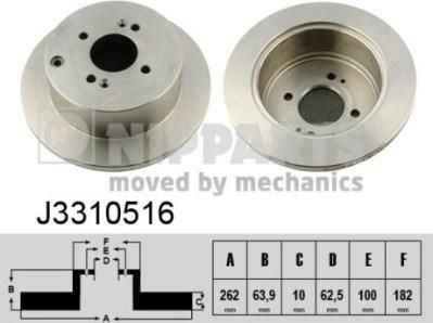 NIPPARTS Диск тормозной HYUNDAI ACCENT 05-/GETZ 02-/i20 08-/KIA RIO II 05- задний (584111C800, J3310516)