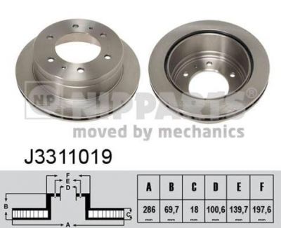 NIPPARTS Диск тормозной NISSAN TERRANO 87-96 задний вент. (43206-32G00, J3311019)