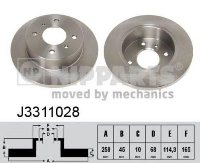 NIPPARTS Диск тормозной NISSAN ALMERA (N16) 00-/PRIMERA (P10/P11) 90-02 задний (4320699J01, J3311028)