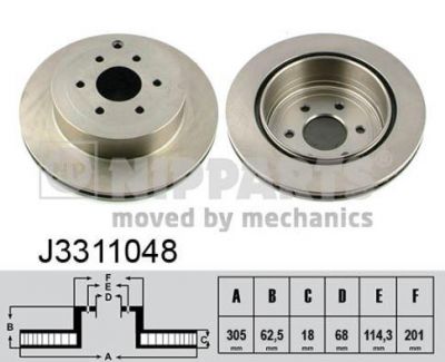 NIPPARTS Диск тормозной NISSAN PATHFINDER 05>/NAVARA 05> задний (43206EB300, J3311048)