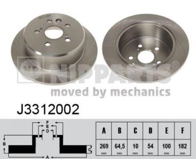 NIPPARTS Диск тормозной TOYOTA CAMRY 86-91/CELICA 85-94 задний D=269мм. (42431-20090, J3312002)