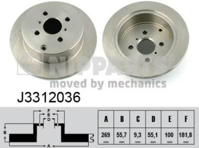 NIPPARTS Диск тормозной TOYOTA COROLLA 1.4-2.0 02-/YARIS 1.0-1.5 99- задний (4243153011, J3312036)