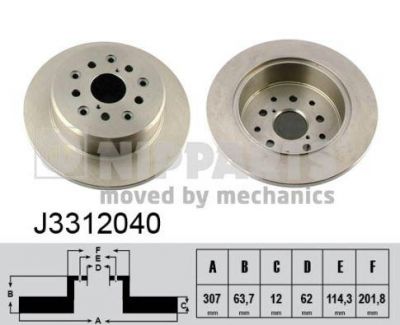 NIPPARTS Диск торм. TOYOTA IS200/300 02- /GS300/4300 00- /RX350 06- зад. (42431-30260, J3312040)