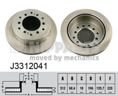 NIPPARTS Диск тормозной TOYOTA LAND CRUISER 120 05> задний (4243160201, J3312041)