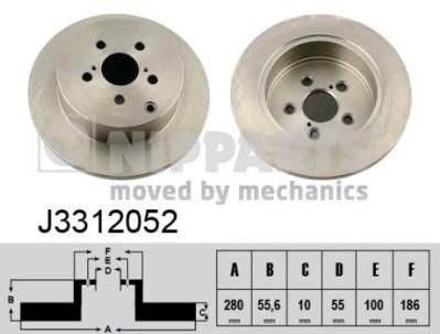 NIPPARTS Диск тормозной задний TOYOTA AVENSIS 1.6-2.4 03- (42431-05030, J3312052)