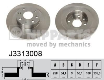 NIPPARTS Диск торм. MAZDA 323 1.6-1.8 1.8T 90- /MX5 98- зад. (F1ZZ-2C-026A, J3313008)