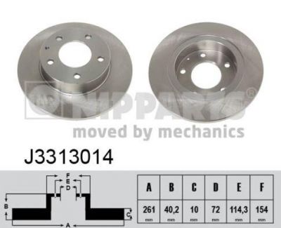 NIPPARTS Диск тормозной задн.не вент. MAZDA 626 1.8-2.5 92-97- (GA5Y-26-251, J3313014)