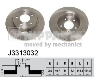 NIPPARTS Диск тормозной MAZDA 3 2.0-2.3 03-/5 1.6-2.0 05- задний (BP6Y26251С, J3313032)