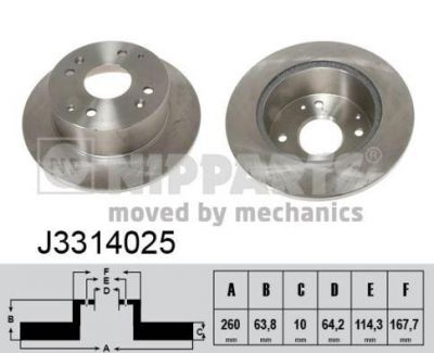 NIPPARTS Диск тормозной задний c Easy Check HONDA Civic VII 2/01-05 <=> 08.5803.44 (42510-S1A-E00, J3314025)