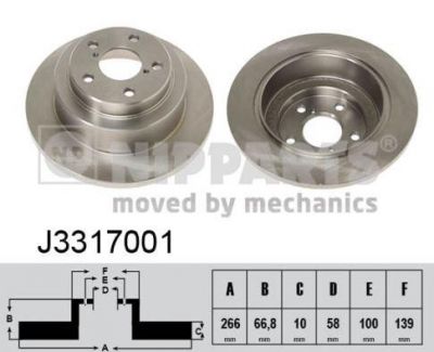NIPPARTS Диск торм.задний. SUBARU IMPREZA 01- LEGACY 00- FORESTER 97- (26700-FE010, J3317001)