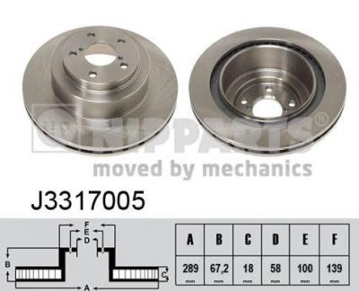 NIPPARTS Диск тормозной SUBARU IMPREZA WRX 2.0/2.5 05>/LEGACY 03> задний вент. (26700AE070, J3317005)