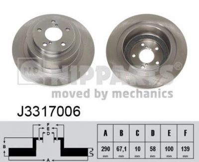 NIPPARTS Диск торм.SUBARU FORESTER/OUTBACK 00- зад. (26700-AE062, J3317006)