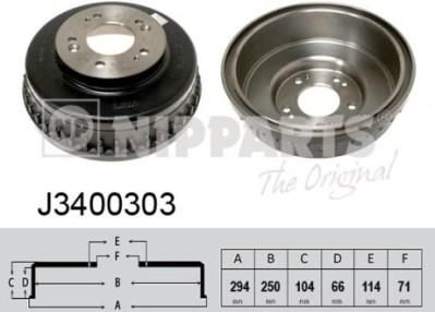 NIPParts J3400303 тормозной барабан на KIA CARNIVAL I (UP)
