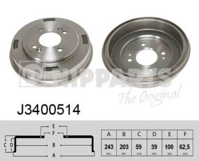 NIPPARTS Тормозной барабан задний с ABS HYUNDAI Getz (58411-1C300, J3400514)