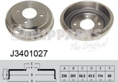 NIPParts J3401027 тормозной барабан на NISSAN ALMERA II (N16)