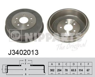 NIPParts J3402013 тормозной барабан на TOYOTA HIACE I Wagon (LH1_, RH1_, LH3_, RH3_, LH2_, RH2_)