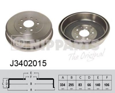 NIPParts J3402015 тормозной барабан на TOYOTA DYNA c бортовой платформой/ходовая часть (KD_, LY_, TRY2_, K