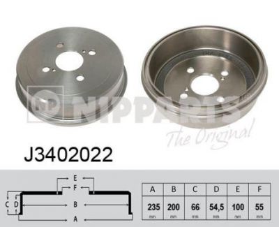 NIPParts J3402022 тормозной барабан на TOYOTA COROLLA (_E11_)