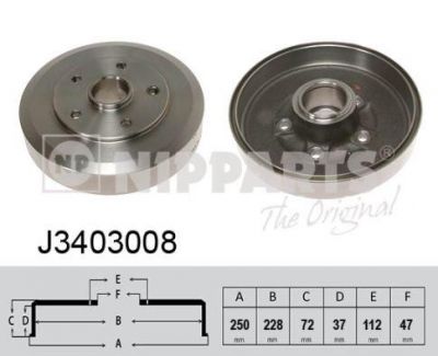 NIPParts J3403008 тормозной барабан на MAZDA 626 III Hatchback (GD)