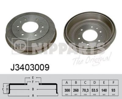 NIPParts J3403009 тормозной барабан на MAZDA E-SERIE автобус (SR1)