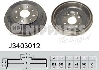 NIPPARTS Барабан тормозной задний MAZDA 323/MX-3 1,3-2,0L 89-> (D102-26-251A, J3403012)