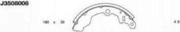 NIPParts J3508008 комплект тормозных колодок на SUZUKI ALTO (CM11, CL11, CP11, CN11, CP21, CN21, CM21, CL21, CS22,