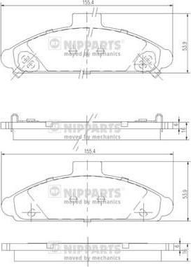 NIPParts J3600503 комплект тормозных колодок, дисковый тормоз на KIA SHUMA II (FB)