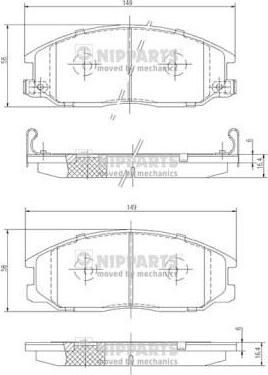 NIPPARTS Колодки тормозные HYUNDAI H-1/SANTA FE/TRAJET/SSANGYONG REXTON 01- передние (572453, J3600526)