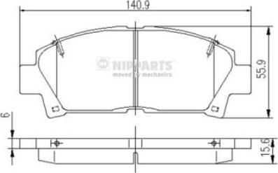 NIPPARTS Колодки тормозные передние TOYOTA AVENSIS 1.6-2.0 97-03 CARINA E 2.0 92-97 141X55,7X15,6mm (0449117170, J3602063)