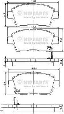 NIPPARTS Колодки тормозные передние TOYOTA COROLLA PRIUS YARIS 99- (446552170, J3602088)