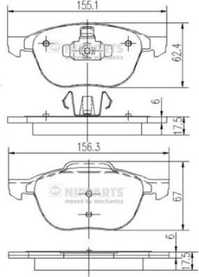 NIPPARTS Колодки тормозные передние Ford Focus II , III Mazda 3 VOLVO S40 II . (1321517, J3603063)