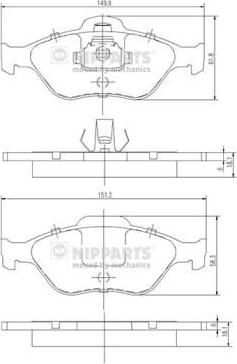 NIPPARTS Колодки тормозные передние FORD FIESTA 95>01 FUSION 01> (1101463, J3603065)