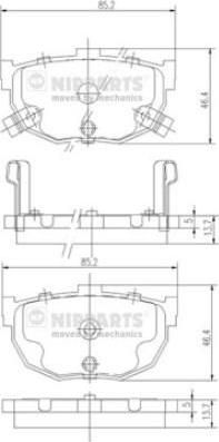 NIPPARTS Колодки торм зад с дат ELANTRA 00- (5830229A10, J3610505)