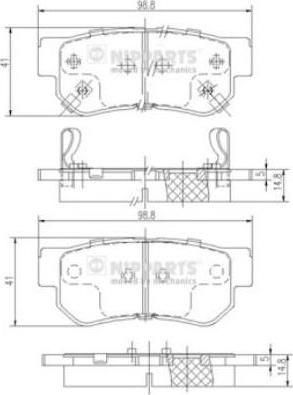 NIPPARTS Колодки тормозные зад. HYUNDAI Getz/Santa Fe 01-> (58302-3KA30, J3610509)